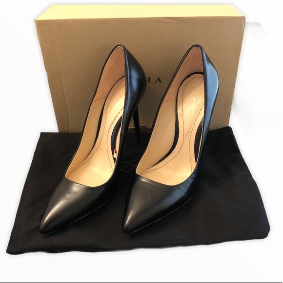 SOLD ZARA Women | Black Leather Stiletto size 6.5 - Picture 3 of 7